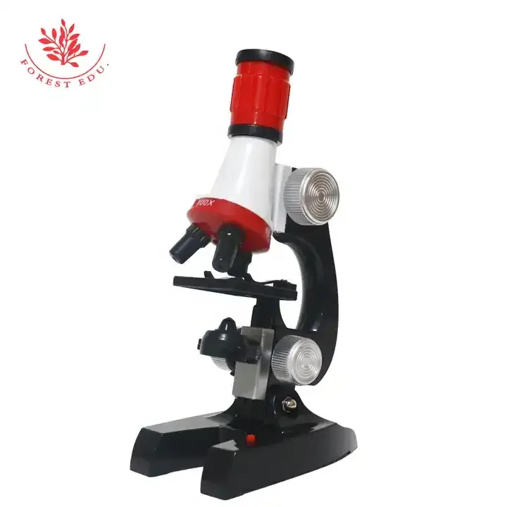 Kids Microscope Kit Science Lab LED 100-1200X Biological Microscope Home School Educational Toys Children Optical Instruments