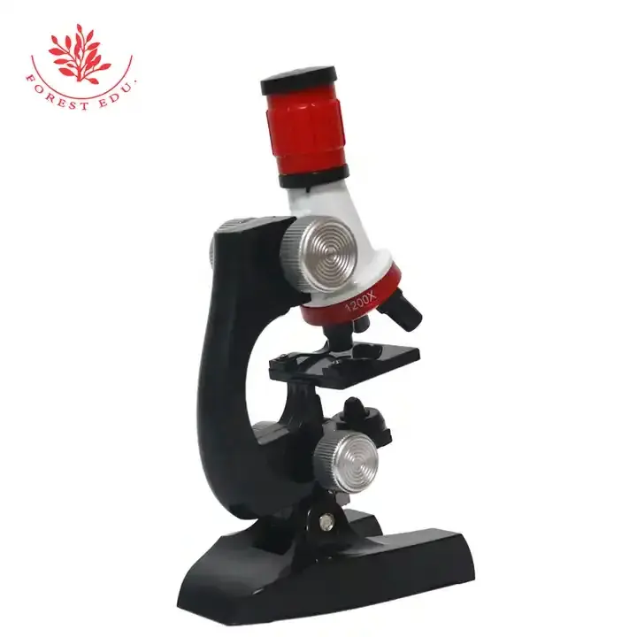 Kids Microscope Kit Science Lab LED 100-1200X Biological Microscope Home School Educational Toys Children Optical Instruments