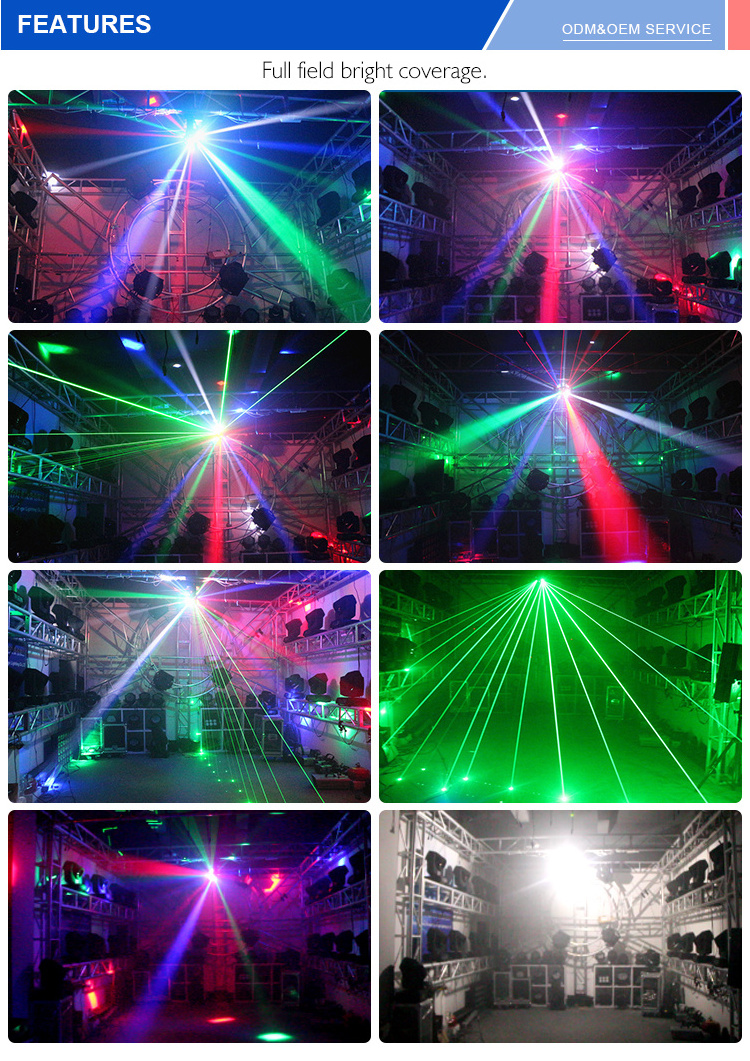 Guangzhou Moving Stage Lighting 16*3w Rgb Laser With Rotation Strobe Beam 3 In 1 Disco Lights