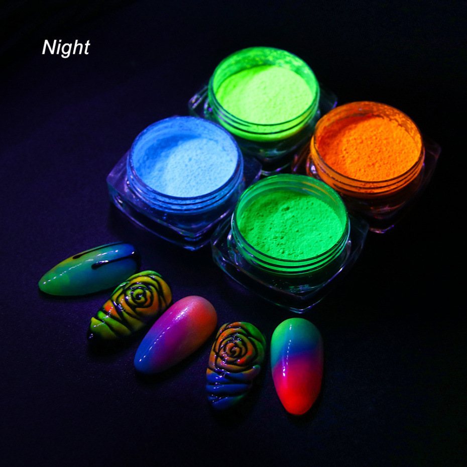 Neon Phosphor Powder Nail Glitter Powder 13 Colors Dust Luminous PiGMent Fluorescent Powder Nail Glitters Glow in