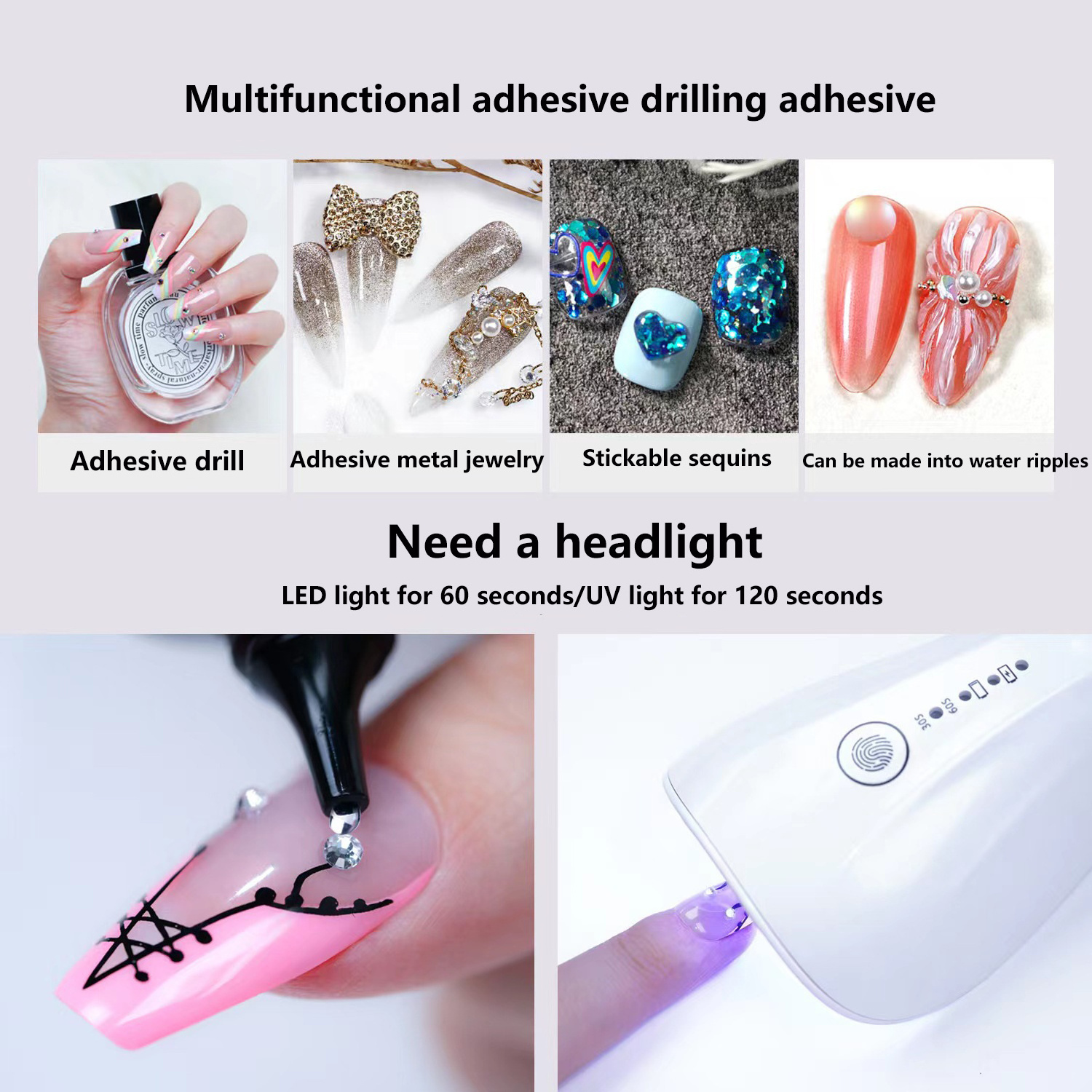 Rhinestone For Nails Glue Gel Kit ,Clear Tube Stick Diamond Gem-on Gel,Rhinestones for Nails Super Strong Adhesive Bling Gel.