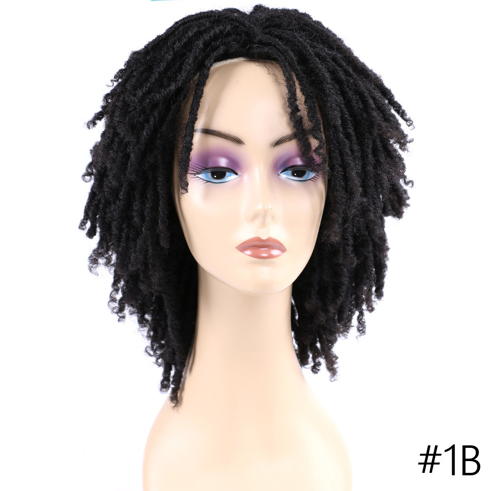 African Short Synthetic Dreadlock Wigs, Afro Curly Twist Wigs Braiding Synthetic Wig, Bob Braids Wig Twist Synthetic Braid Wig