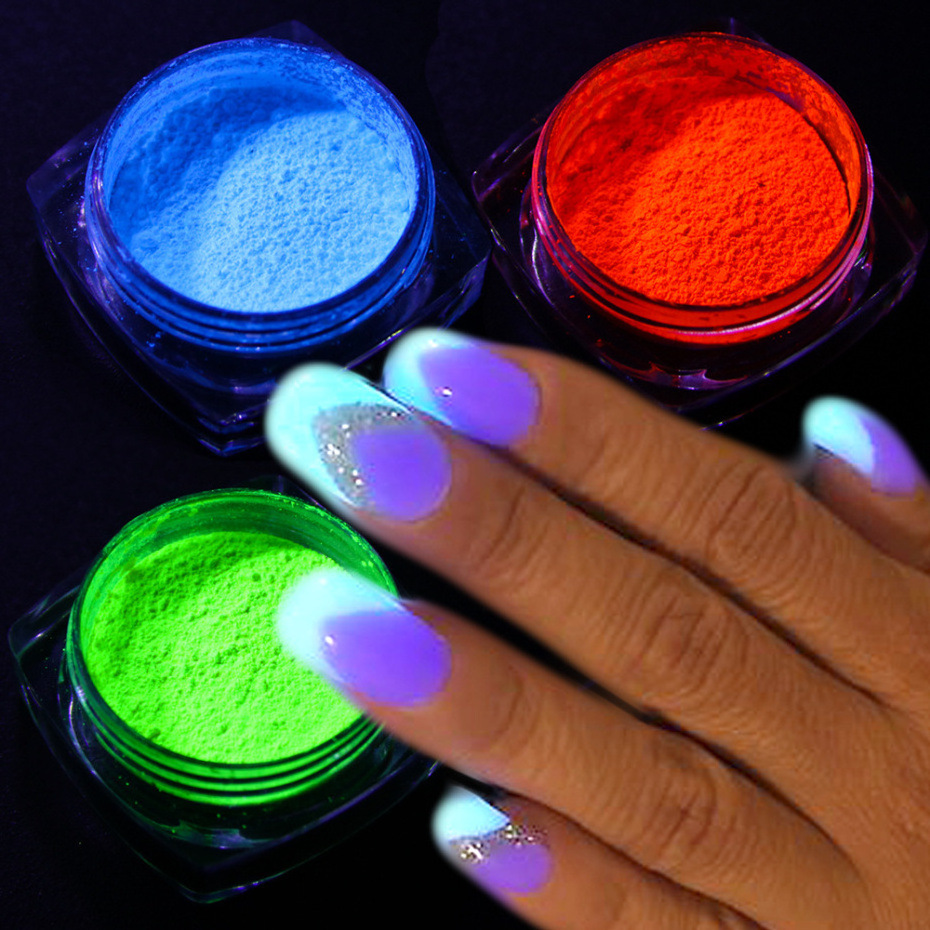 Neon Phosphor Powder Nail Glitter Powder 13 Colors Dust Luminous PiGMent Fluorescent Powder Nail Glitters Glow in