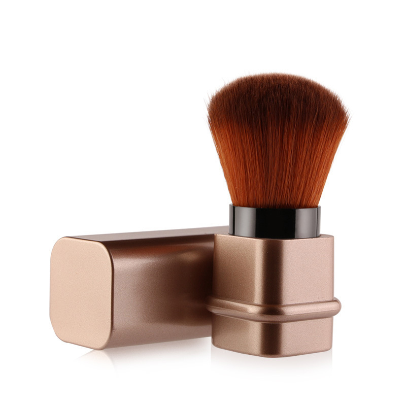 Round Retractable Blusher Makeup Brush,Face Blush Liquid Powder Foundation Brush Cosmetic Face Blending Tool