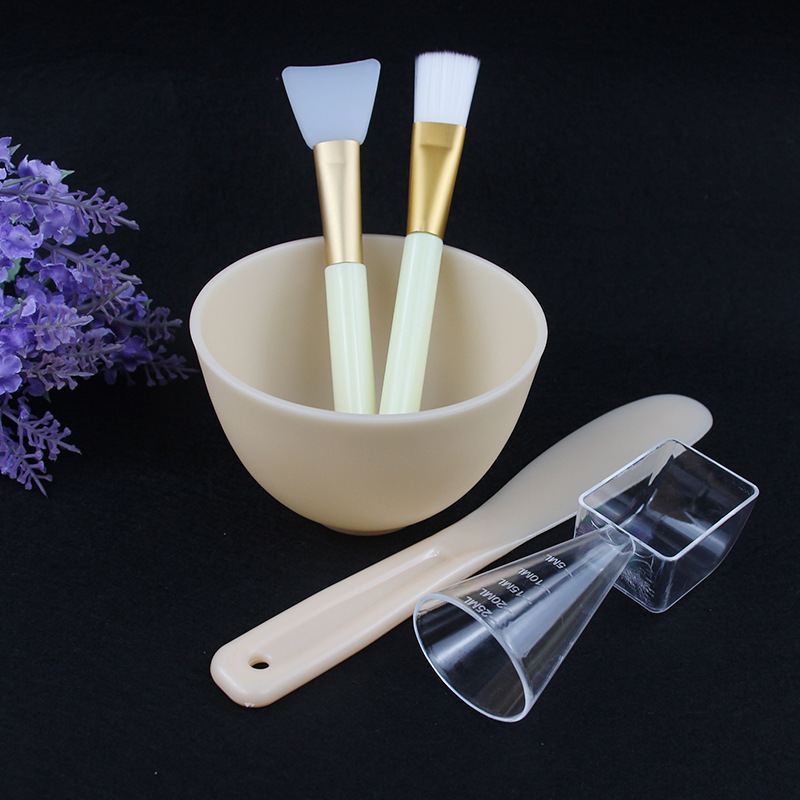 Facial Mask Mixing Bowl Set, DIY Silicone Facial Mask Mixing Tool with Mask Bowl Brushes Stick Spatula and 2 in 1 Measuring Cup