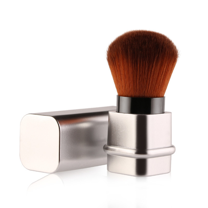 Round Retractable Blusher Makeup Brush,Face Blush Liquid Powder Foundation Brush Cosmetic Face Blending Tool