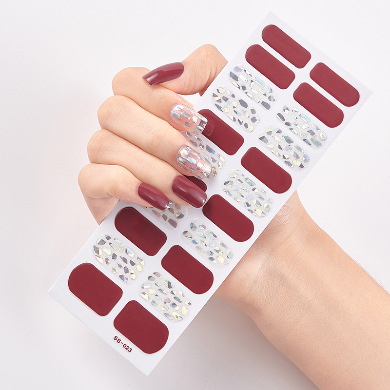 Semi Cured Gel Nail Strips,Full Nail Stickers Wraps Adhesive Fingernail Stickers Various Pattern Nail Wraps for Women DIY