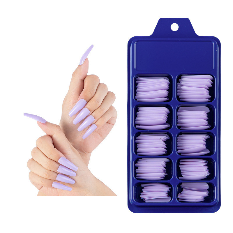 Colorful Fake Nails Ballerina Full Cover False Nails Matte Coffin Nails Long Artificial Pure Color Acrylic Coffin FakeNail