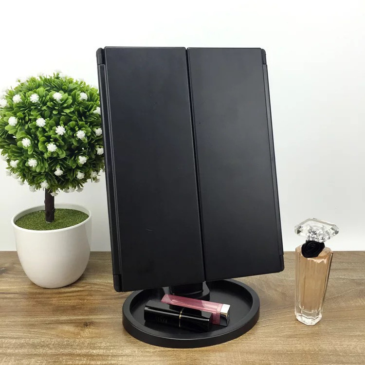 Adjustable Rotation Mirror  LED Lights Touch Screen Vanity Mirror  Dual Power Supply Countertop Cosmetic Magnify Makeup Mirror