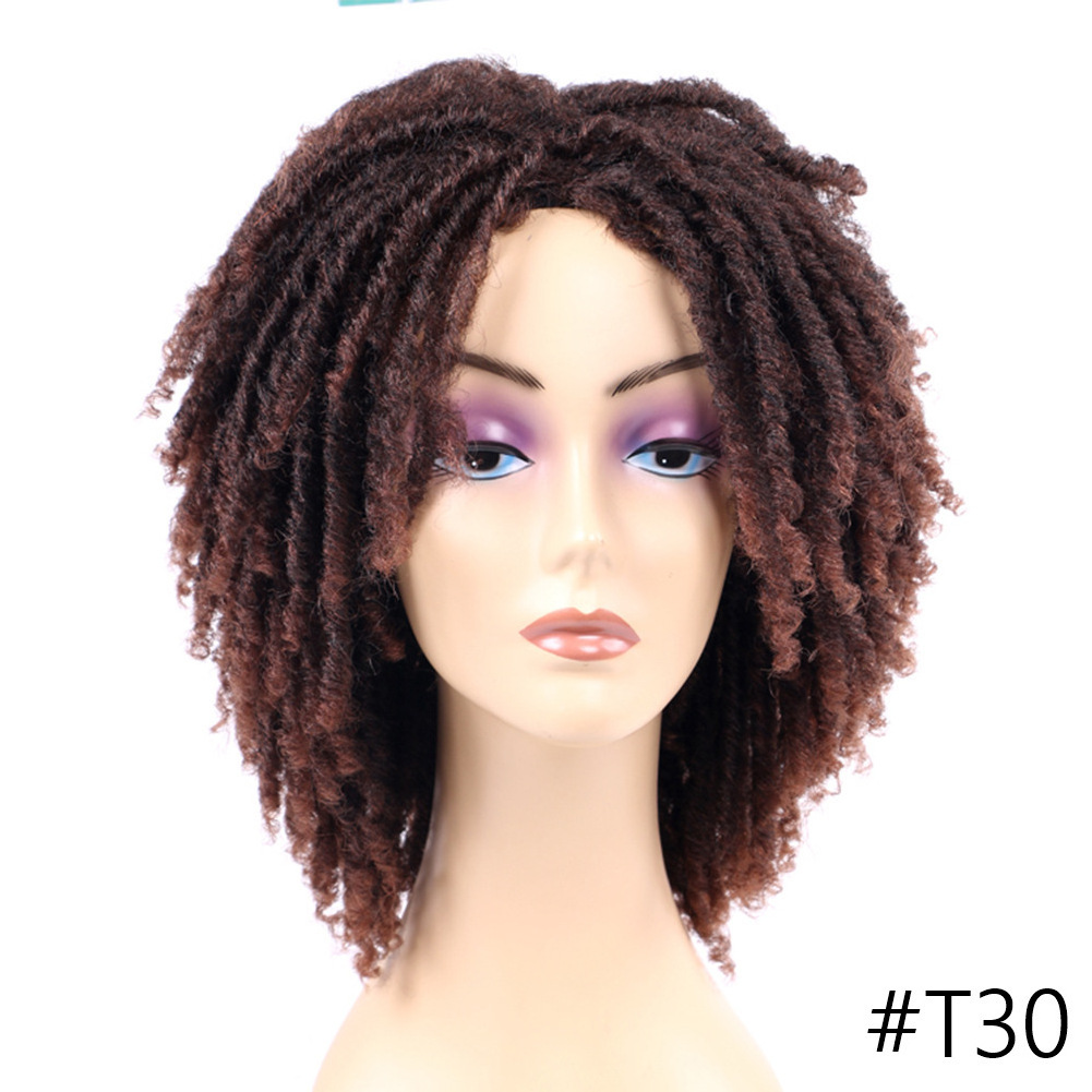 African Short Synthetic Dreadlock Wigs, Afro Curly Twist Wigs Braiding Synthetic Wig, Bob Braids Wig Twist Synthetic Braid Wig