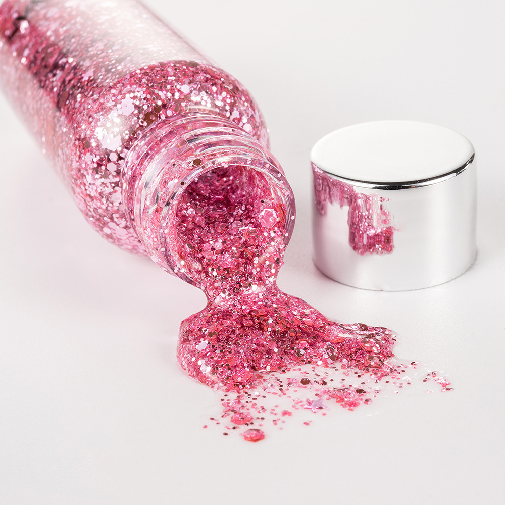 Shiny High Gloss face body glitter gel,Face Chunky Glitter Sequin,Glitter Glue for Face Makeup Eye Lip Hair Nail Sparkling