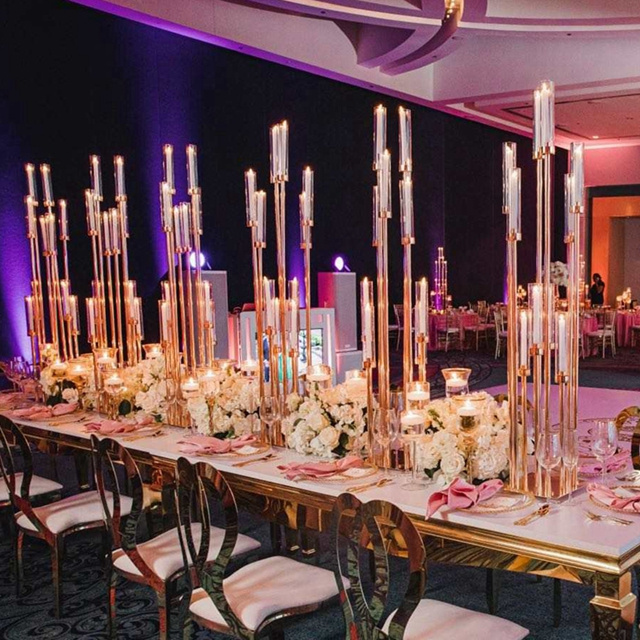 Luxury Wedding Centerpiece 8 arms candle holders candelabra with flower arrangements hurricanes gold candle stands candlesticks