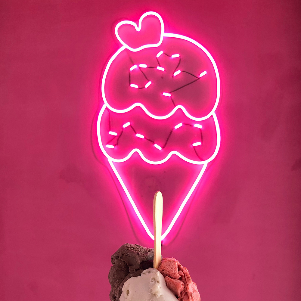 Custom Cheap Wall Mounted Ice Cream Lashes Led Neon Sign Light For Decor