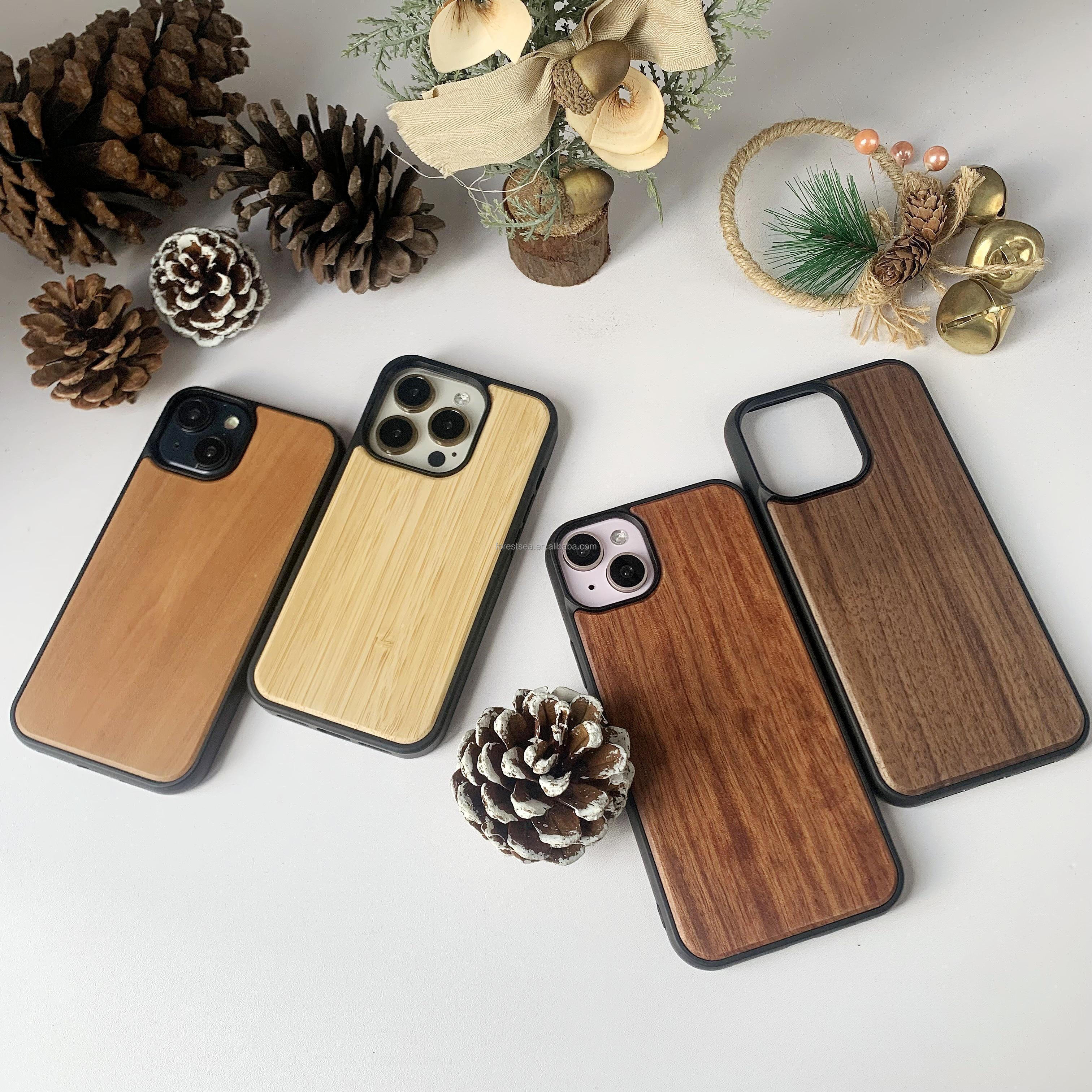 Bamboo Wood Phone Cover For iPhone 14 Skin-friendly Wooden Mobile Phone Case For iPhone 15 14 Natural Real Wood Cell Phone Case