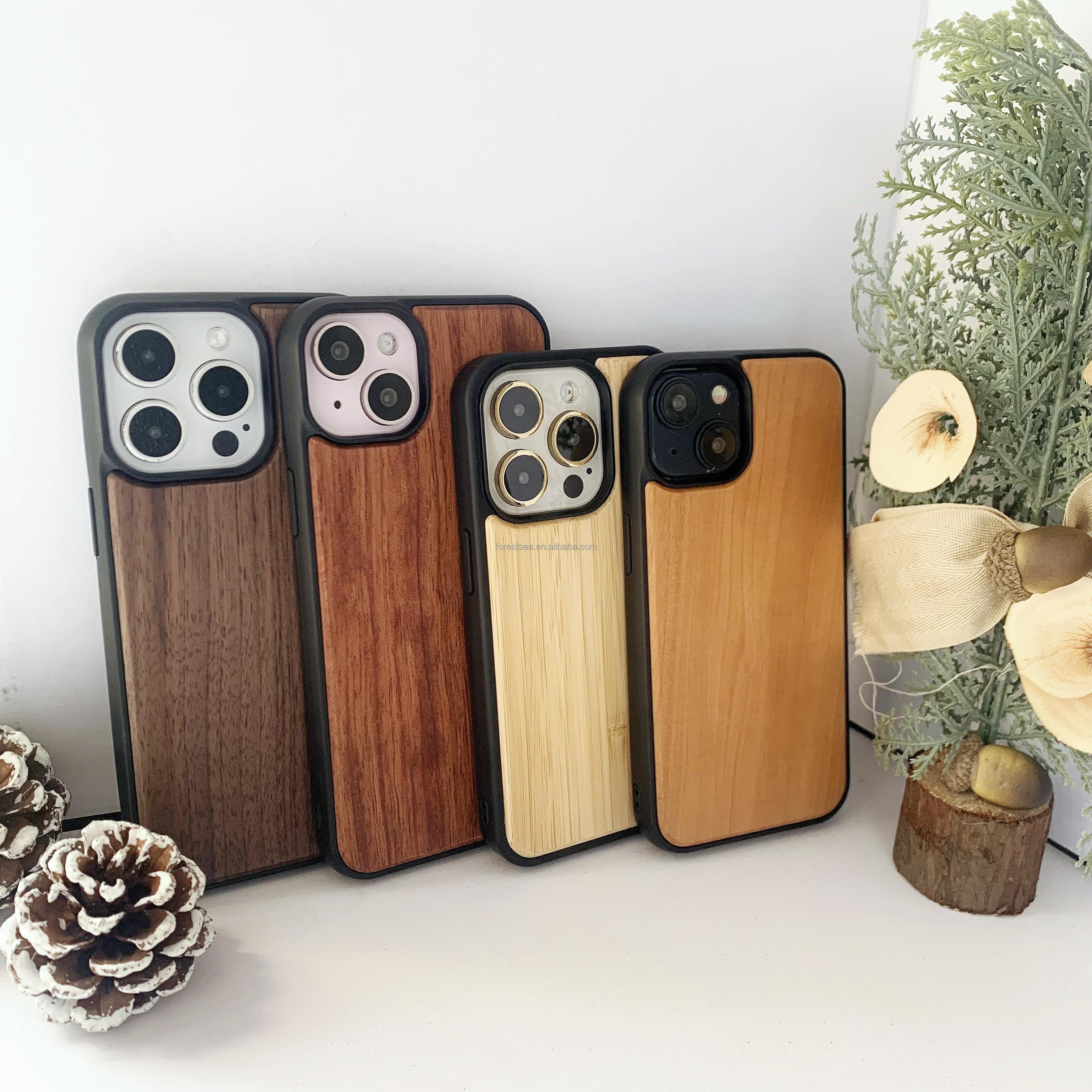 Bamboo Wood Phone Cover For iPhone 14 Skin-friendly Wooden Mobile Phone Case For iPhone 15 14 Natural Real Wood Cell Phone Case