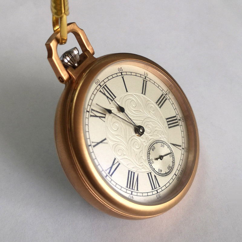 Rose gold 316L 316  Stainless steel Waterproof Pocket Watch Mechanical Movement Antique Vintage Luxury  Watch with Chain