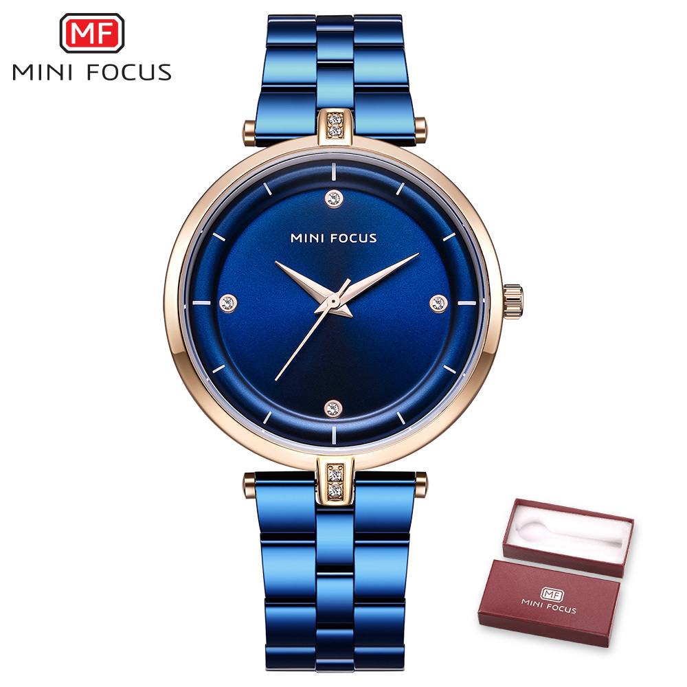 MINI FOCUS Watch Women Fashion Blue Stainless Steel Ladies Watch Luxury Exquisite Women's Watches