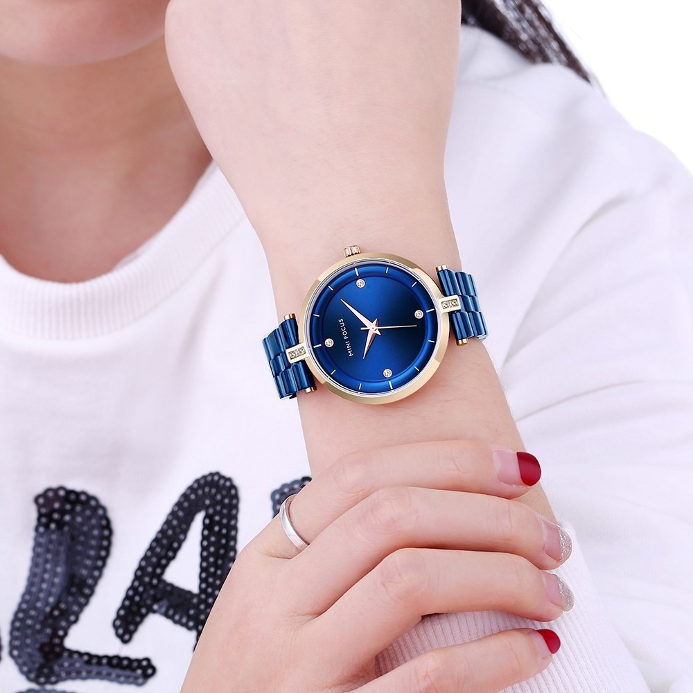 MINI FOCUS Watch Women Fashion Blue Stainless Steel Ladies Watch Luxury Exquisite Women's Watches