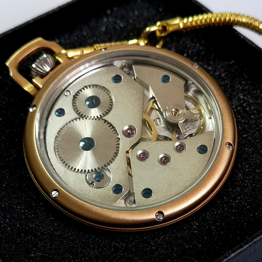 Rose gold 316L 316  Stainless steel Waterproof Pocket Watch Mechanical Movement Antique Vintage Luxury  Watch with Chain