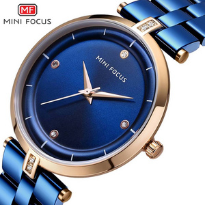 MINI FOCUS Watch Women Fashion Blue Stainless Steel Ladies Watch Luxury Exquisite Women's Watches