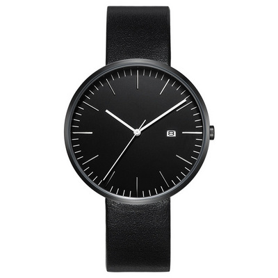 BREAK Minimalism Top Luxury Brand Black Leather Strap Fashion Causal Dress Business Quartz Wristwatches Gift Watch for Men