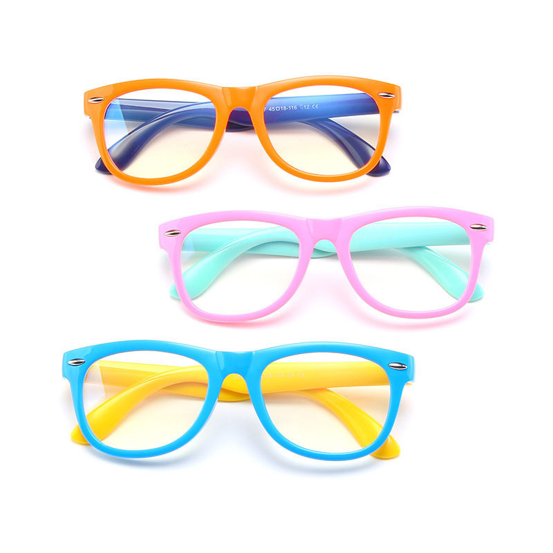 Wholesale Hot Selling Multicolored Children Silicone Soft Optical Frame anti Blue Light Blocking Kids Computer Glasses