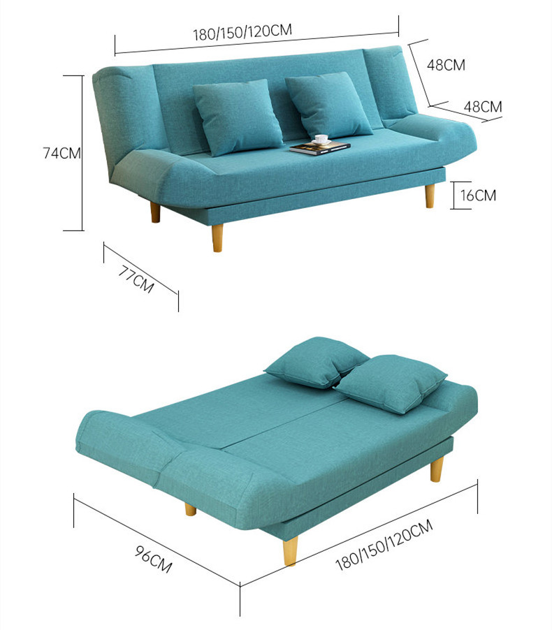 Folding sofa bed dual-purpose multifunctional sofa leisure single double fabric sofa