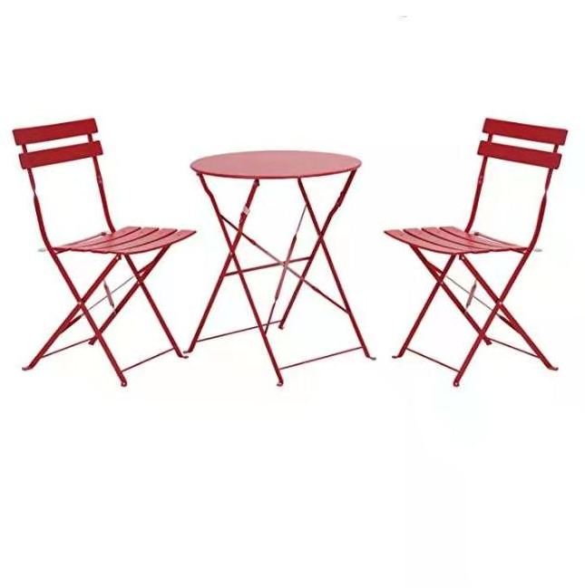 Hot Selling Steel Patio Set Folding Outdoor Furniture Sets Dinning Desk 3 Piece  Set of Foldable Table and Chairs