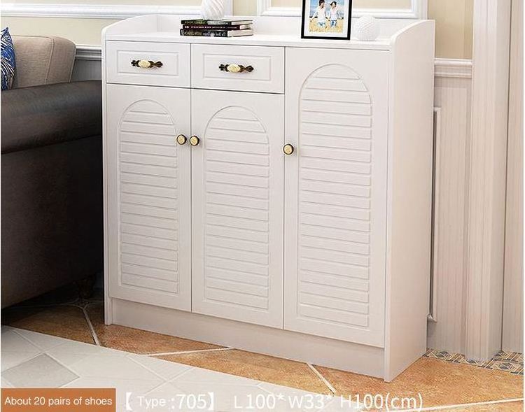 Large-Capacity Doorway Shoe Cabinet Multifunctional Solid Wood Color Console Cabinet