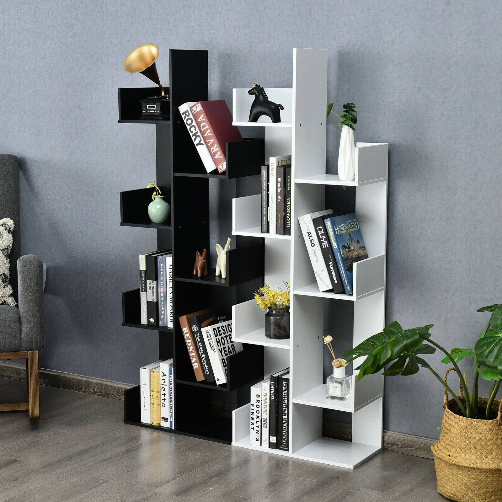 2021Modern wood bookshelf 8-story open storage bookcase novel book shelves for home and office furniture