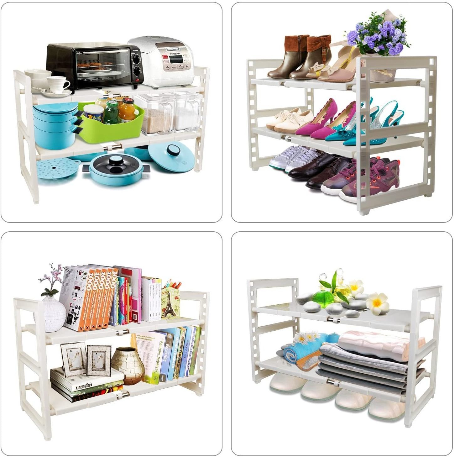 Narrow Home Organizer Rack 4 Tiers Slim Home Garden Storage Rack Kitchen Bathroom Cart Tower Small Flower Pot Holder with Wheels