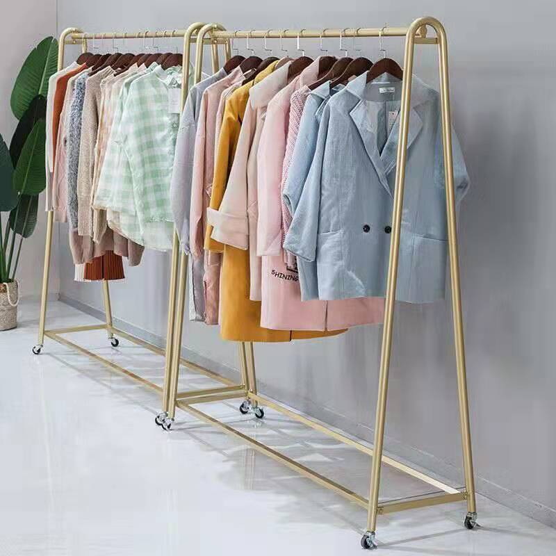 Clothing Rack on Wheels, Double Rails Rolling Clothes Rack,Simple Houseware Modern Heavy Duty Drying Rack with Side Rails