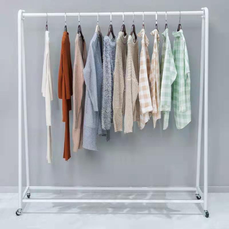 Clothing Rack on Wheels, Double Rails Rolling Clothes Rack,Simple Houseware Modern Heavy Duty Drying Rack with Side Rails