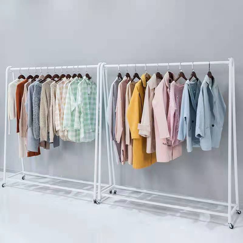 Clothing Rack on Wheels, Double Rails Rolling Clothes Rack,Simple Houseware Modern Heavy Duty Drying Rack with Side Rails