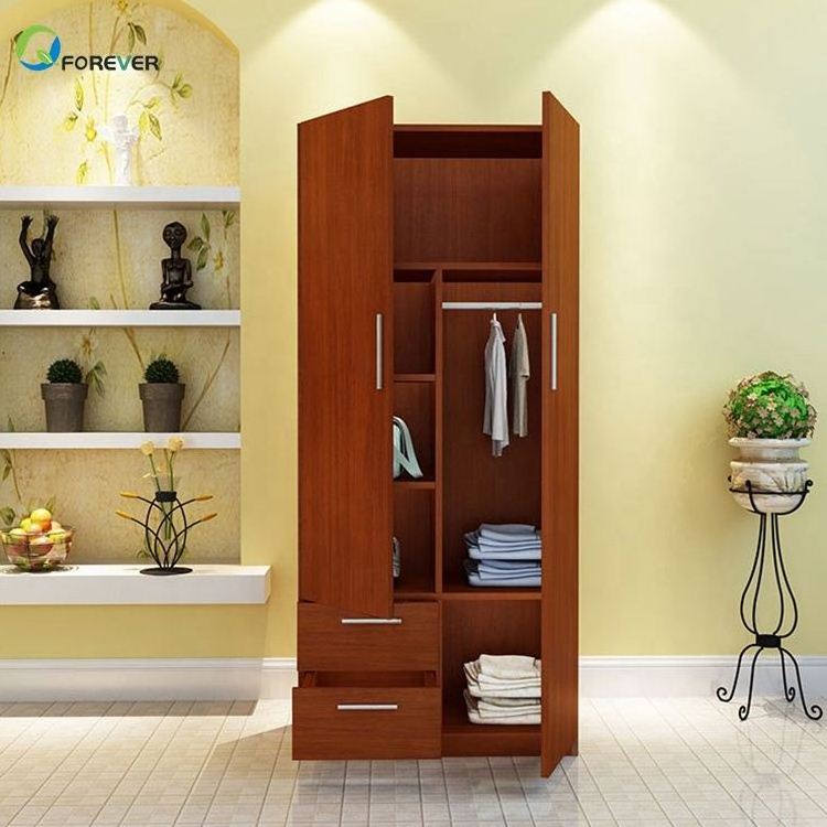 Customized Modern 2 Door MDF Wood Wooden Clothes Wardrobe For BedroomWardrobe Clothes Storage Cabinet