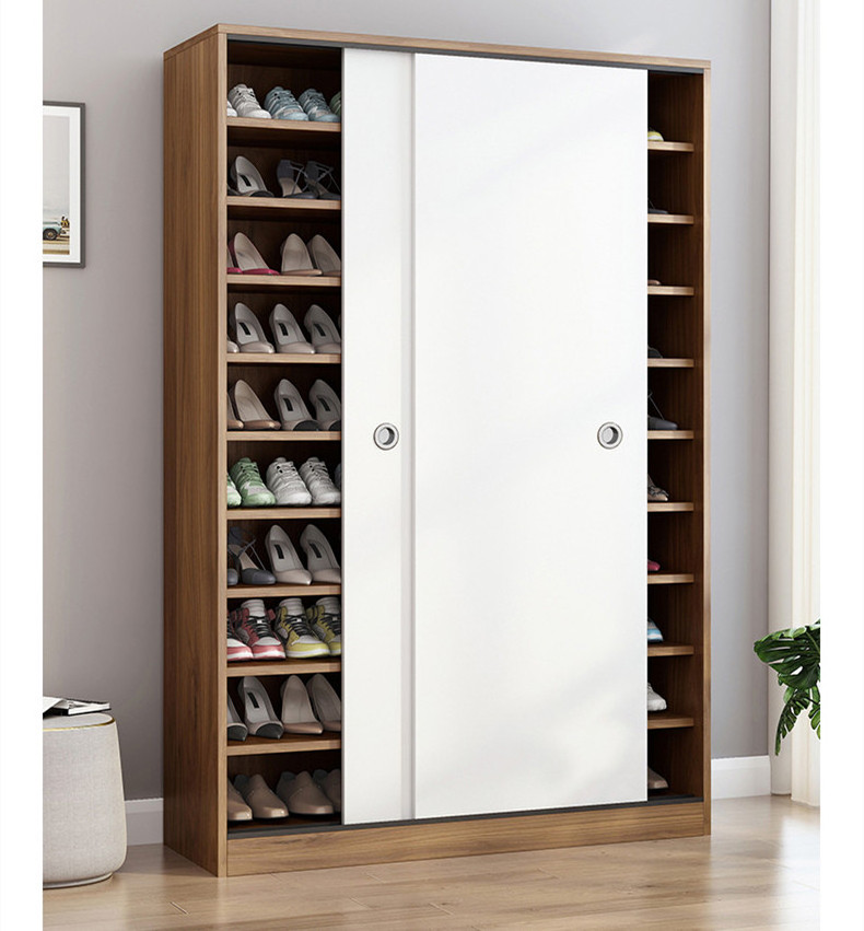 high vertical sliding door Shoe cabinet solid wood shoe rack