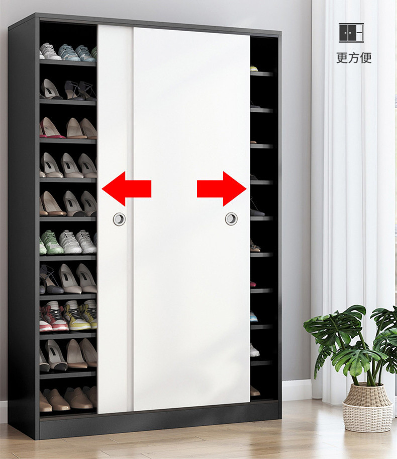 high vertical sliding door Shoe cabinet solid wood shoe rack