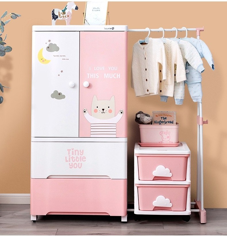 New Children's Wardrobes,Modern Baby Plastic Drawer Storage Wardrobe Cabinet for Bedroom Furniture Storage