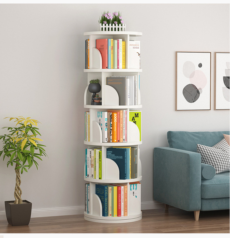 round open modern 4 tier 360 rotating swivel Stackable kids book shelf bookshelf bookcases