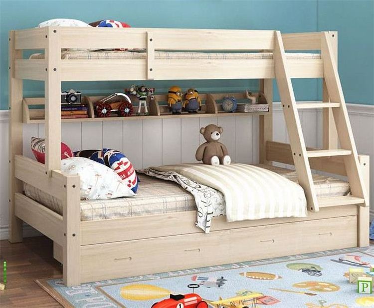 Kindergarten Furniture Children Wooden Double Bed Designs Children Log Wood Bunk Bed