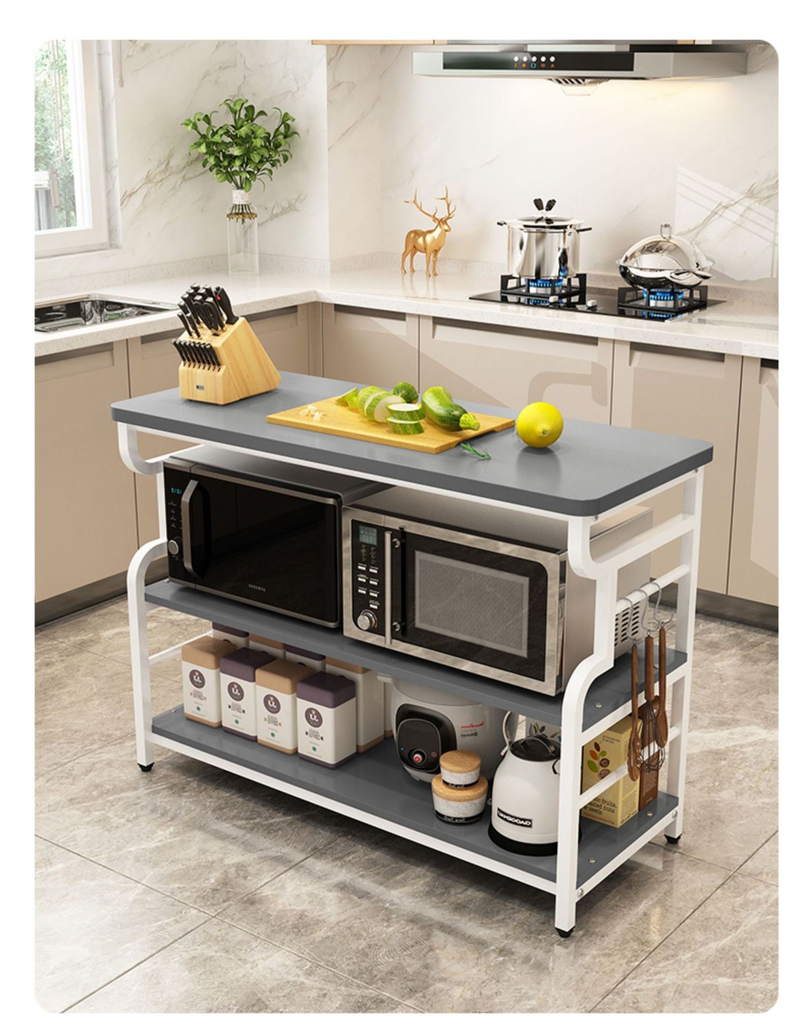 Kitchen table cutting table microwave oven rack storage cabinet cupboard multi-layer shelf