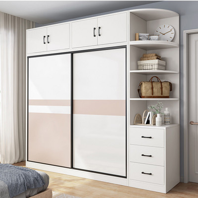 Sliding door wardrobe home bedroom wooden cabinet solid wood sliding door coat cupboard