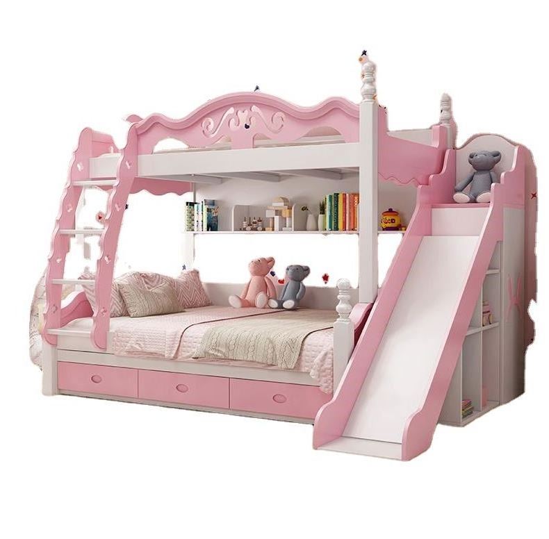 Hello Kitty Princess bunk bed small apartment solid wood foot slide children bed