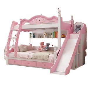 Hello Kitty Princess bunk bed small apartment solid wood foot slide children bed