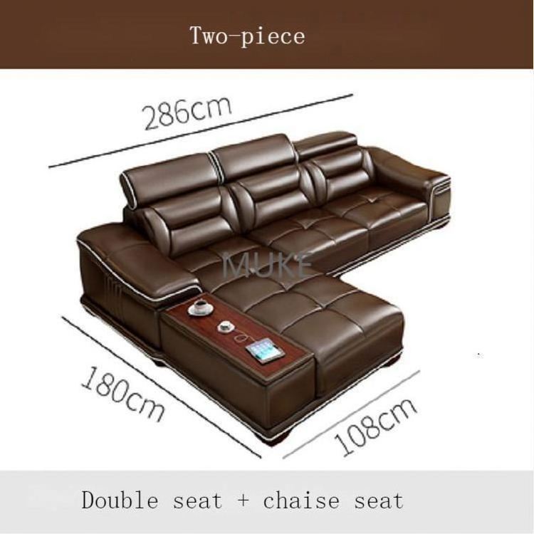 Leather sofa simple modern furniture chaise corner smart sofa set