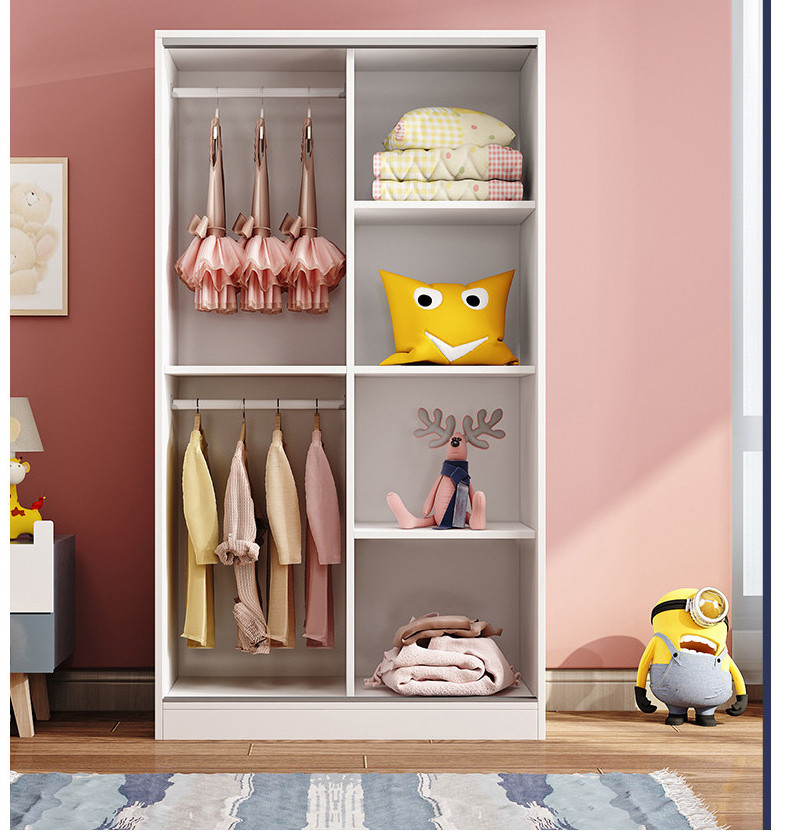 Children's wardrobe solid wood household sliding door girl's small wardrobe baby low cabinet