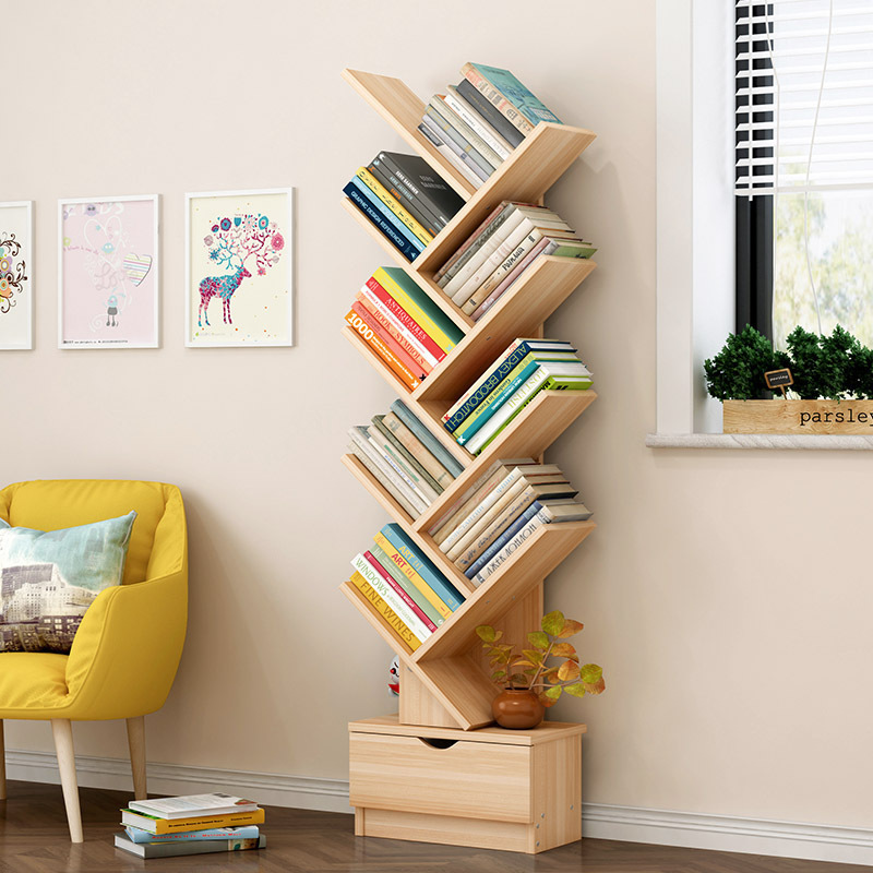 Wooden Corner Book Shelf Modern Design Bookcase Living Room Home Bookcase Tree shape Bookshelf Storage for Children Adult