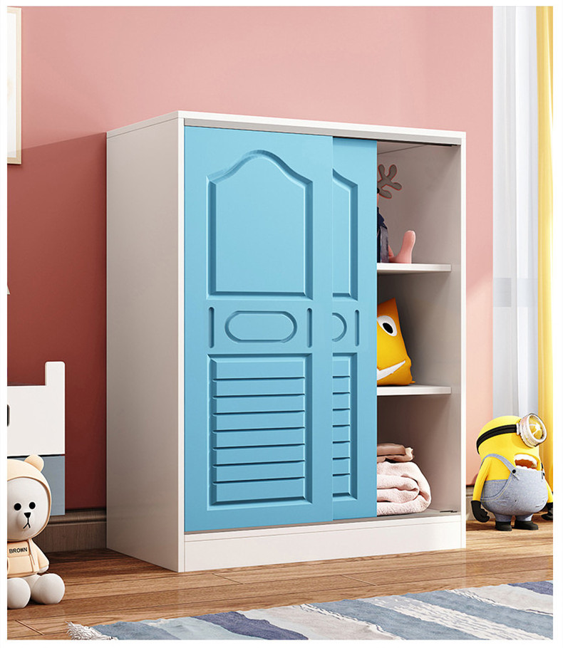 Children's wardrobe solid wood household sliding door girl's small wardrobe baby low cabinet