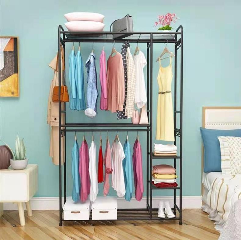 Heavy Duty Rolling Garment Drying Rack Clothes Hanger 2-Tiers Wire Shelving W/ Double Rods & Lockable Wheels - Hold Up to 400Lbs