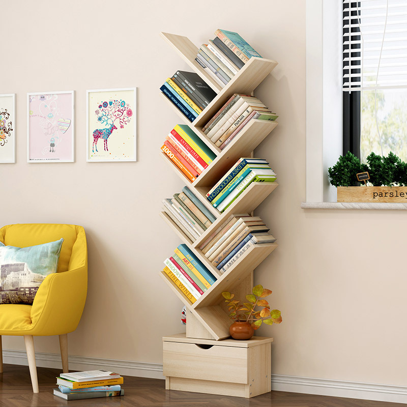 Wooden Corner Book Shelf Modern Design Bookcase Living Room Home Bookcase Tree shape Bookshelf Storage for Children Adult